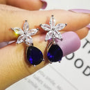 2021 New Arrival Fashion Luxury 925 Sterling Silver Pink CZ Drop Stud Earing  For Women Valentine's Day Gift Z5