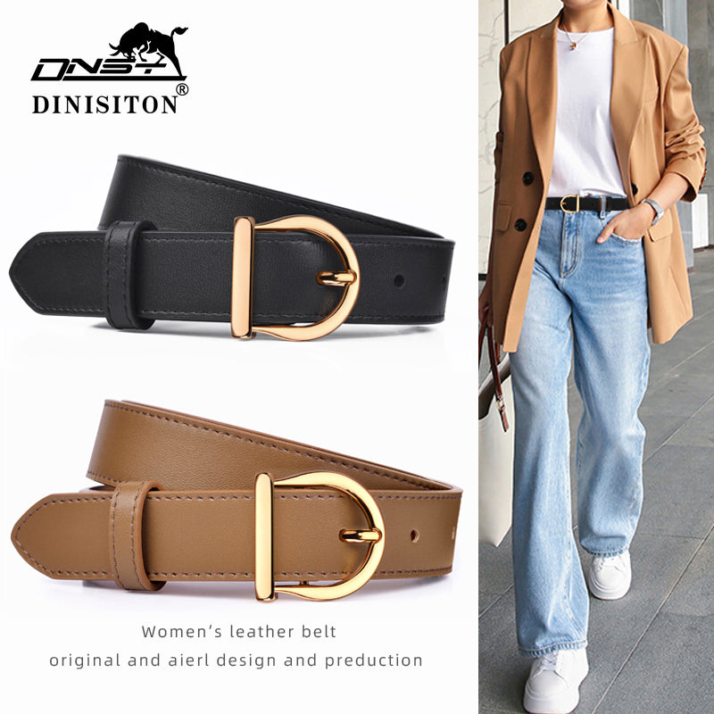 DINISITON, cinturón para mujer, cinturones finos de cuero genuino para mujer, marca de lujo a la moda, pantalones vaqueros femeninos de alta calidad, cinturilla cortavientos