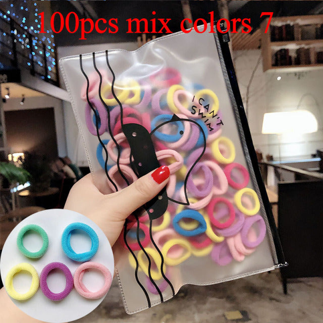 50/100 unids/set niñas coloridas de nailon pequeñas bandas elásticas para el cabello para niños coleta titular Scrunchie diadema niños accesorios para el cabello