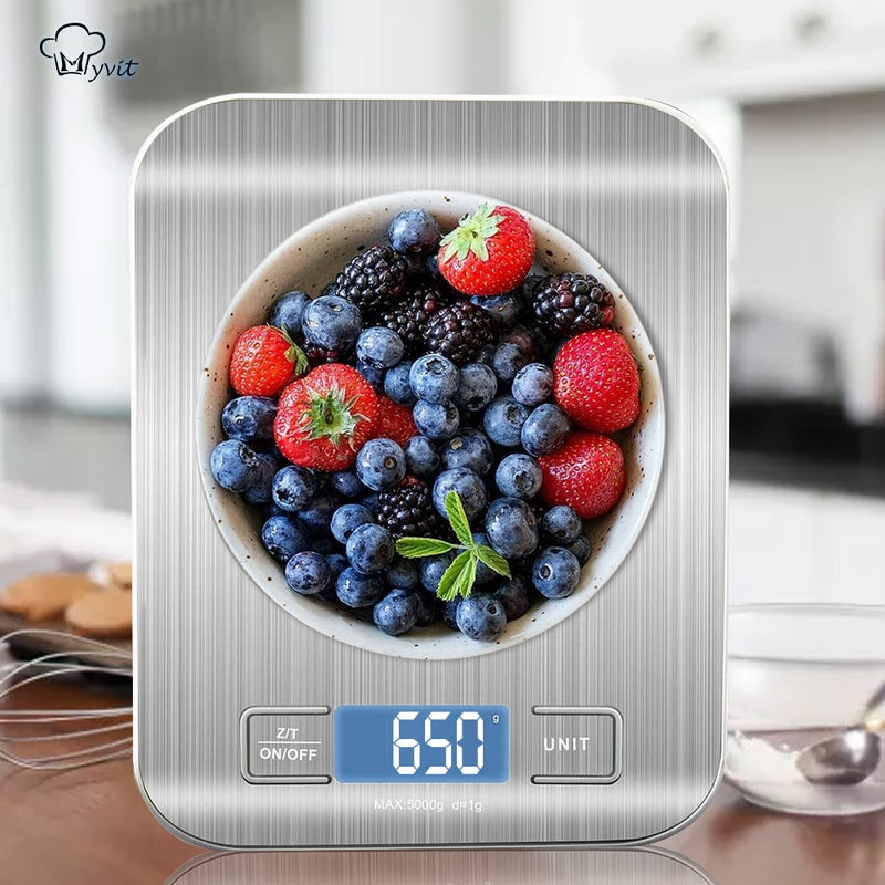Digitale Küchenwaage, LCD-Display 1 g / 0,1 oz Präzise Lebensmittelwaage aus Edelstahl zum Kochen, Backen, Waagen elektronisch