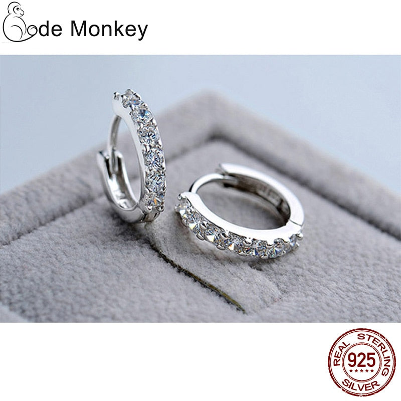 CodeMonkey 100% Plata de Ley 925 auténtica pendiente circular de cristal para mujer que hace joyería regalo boda fiesta compromiso E024