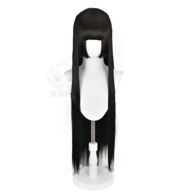 Kakegurui Yumeko Jabami Cosplay Wigs Long Black Straight Cosplay Wig Halloween Heat Resistant Synthetic Hair