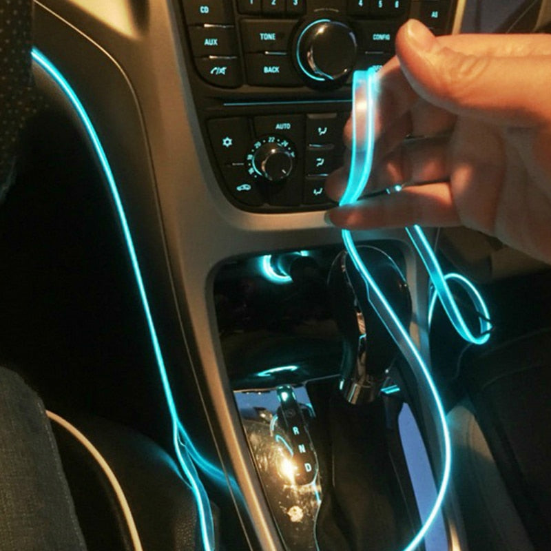 5m Autoinnenausstattung Atmosphärenlampe EL Kaltlichtlinie mit USB DIY Dekorative Armaturenbrett Konsole Auto LED Umgebungsbeleuchtung
