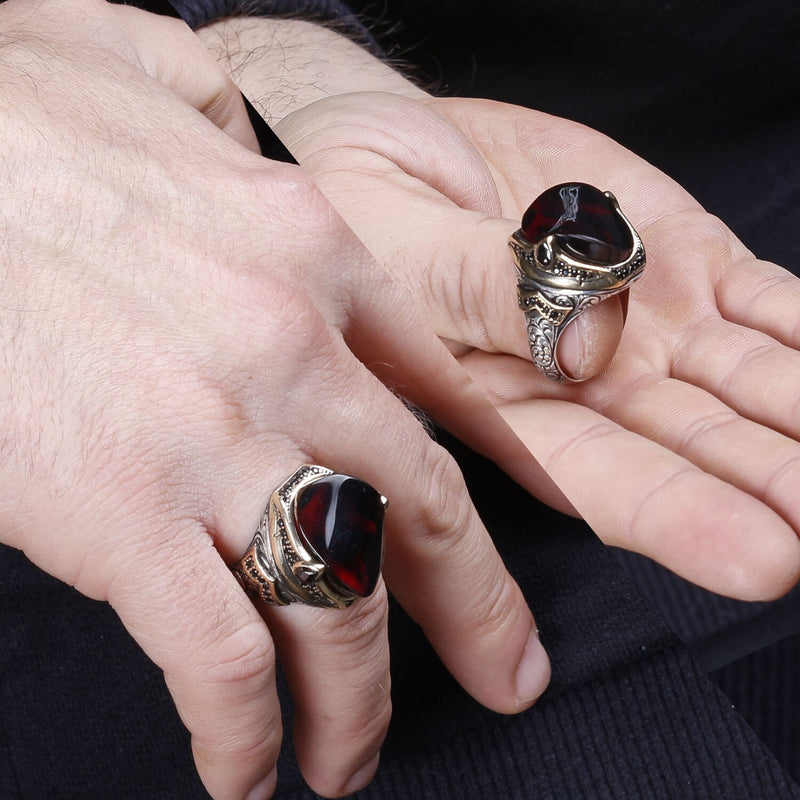 ALA-Serie | Feuer Bernstein Design Silber Ring Mode Türkischer Premium Qualität Handgefertigter Schmuck