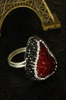 Dr Stone Natural Stone WOMEN QUARTZ Ring brass above Micron silver plated 121 AR61