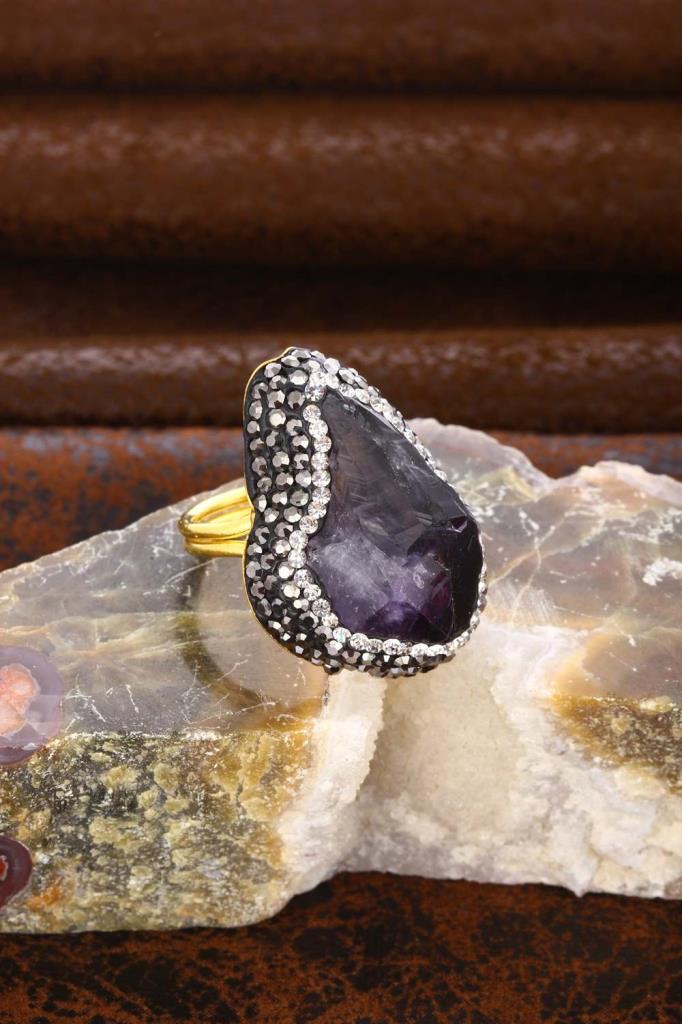 DR Stone Natural Stone Women 'S Amethyst Ring 20 AR234