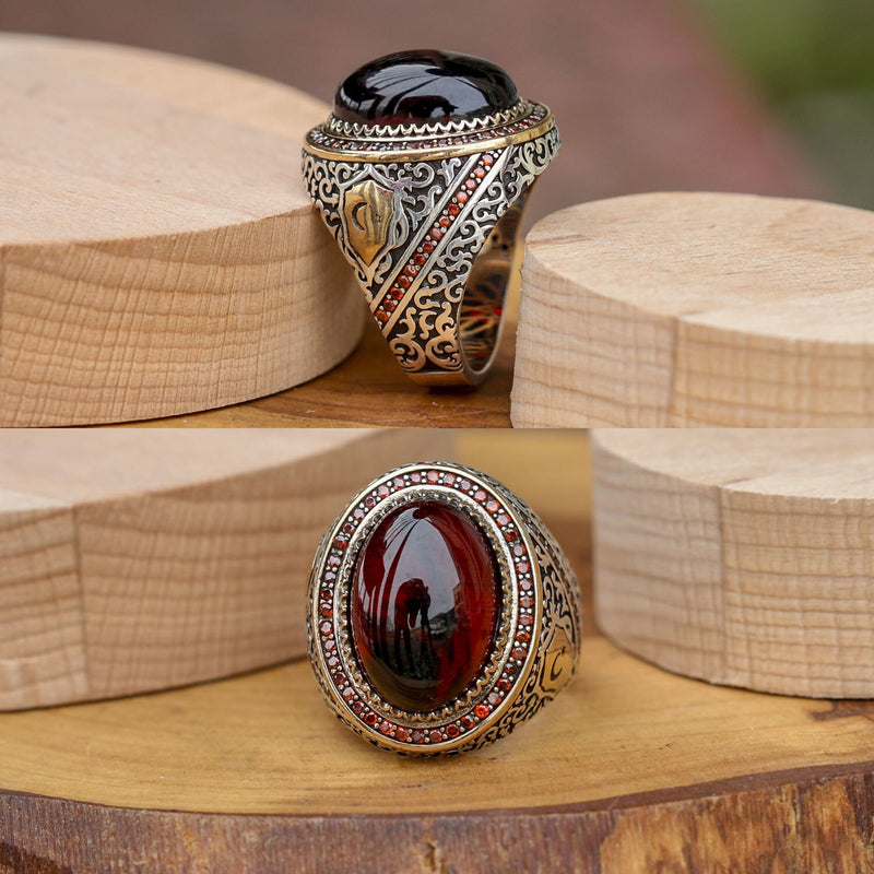 ALA Series | Fire Amber Design Silver Ring Fashion Turkish Premium Quality Handmade Jawelery