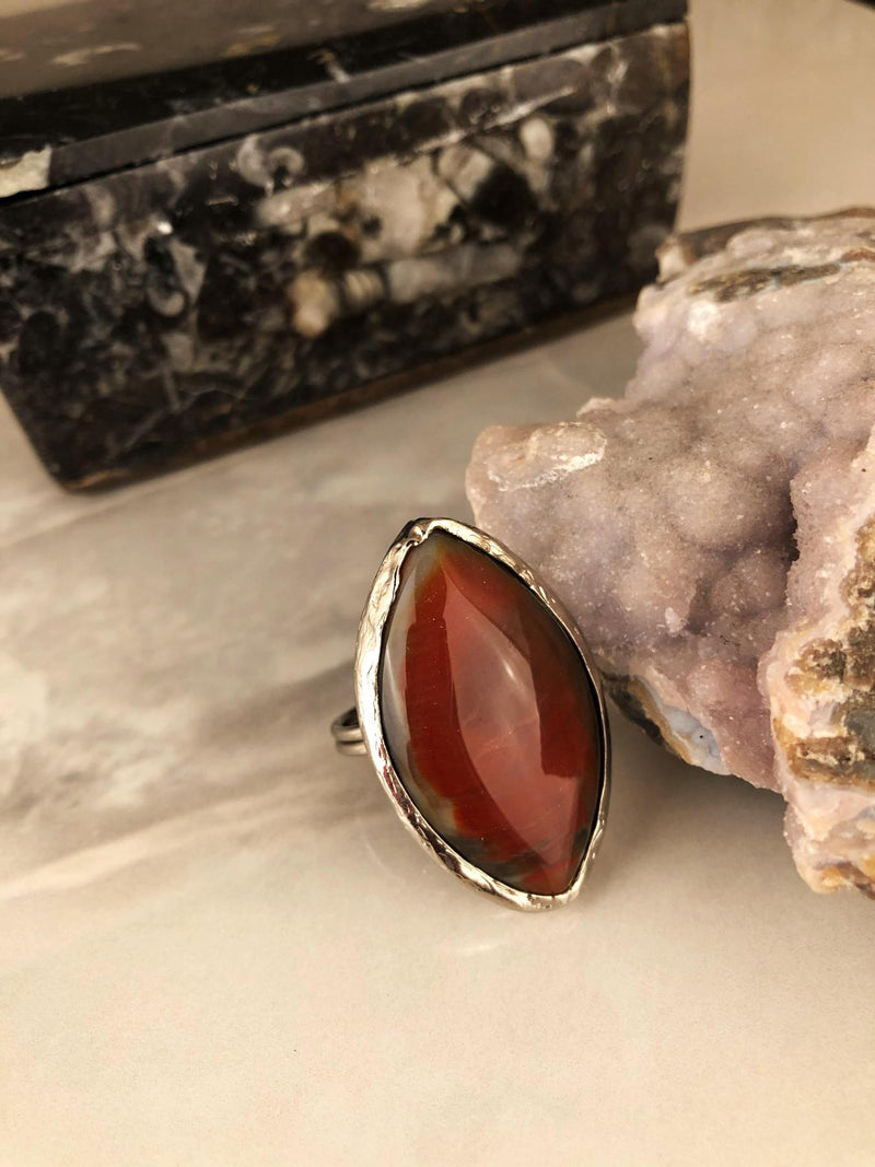 Dr Stone Natural Stone Women 'S Agate Stone adjustable Ring AHL22