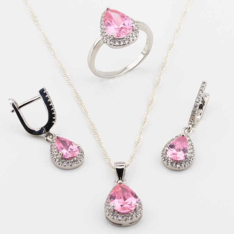 925 Sterling Silver and Pink Zircon Stones Drop Model Set