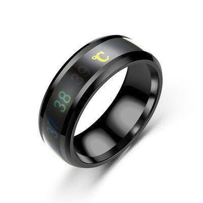 Fashion New Intelligent Temperature Sensing Couple ECG Display Temperature Ring Wholesale Stainless Steel Ring Men Women