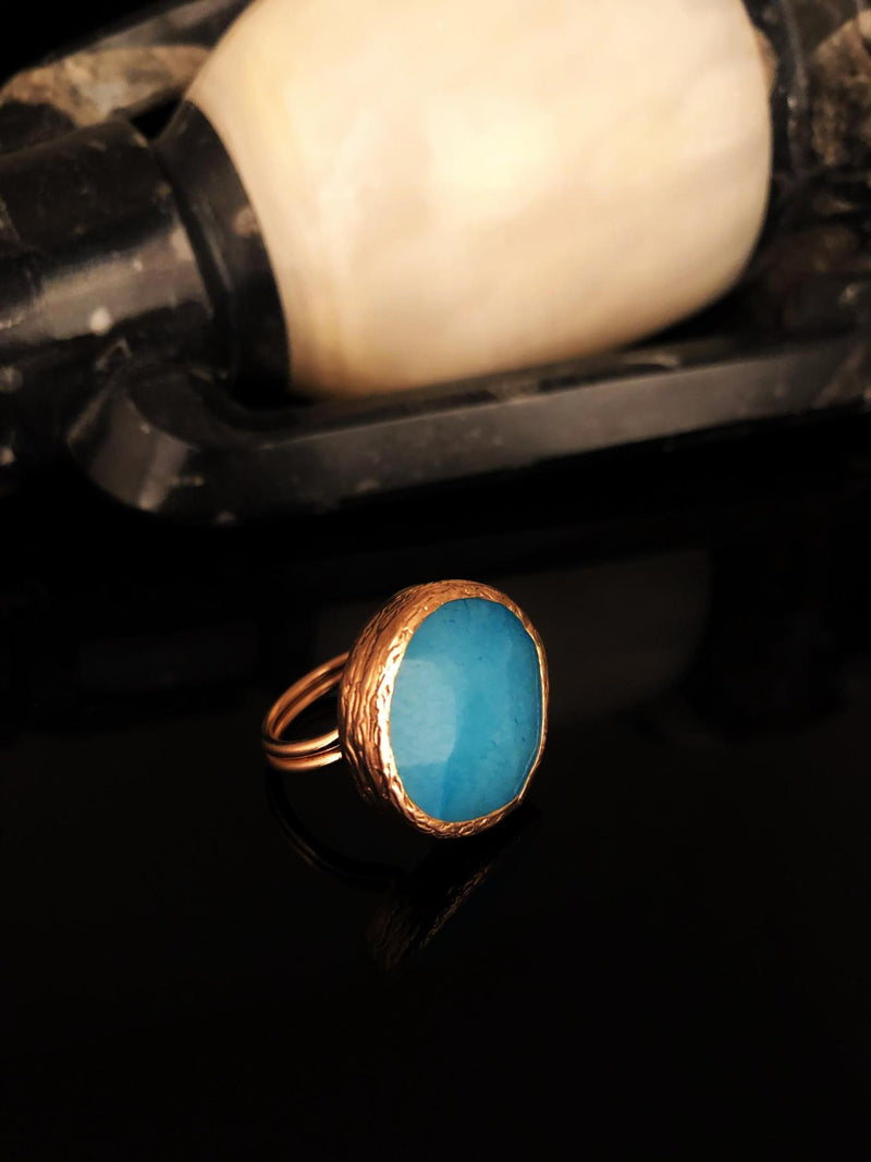 Dr Stone Natural Stone Women 'S Agate Stone Rose Gold Plated Ring KRB404