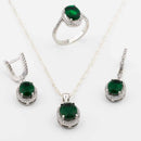 925 Sterling Silver and Green Zircon Stones Circular Model Set