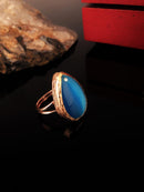 Dr Stone Natural Stone Women 'S Cat 'S Eye Stone Rose Gold Plated Ring XKRB304