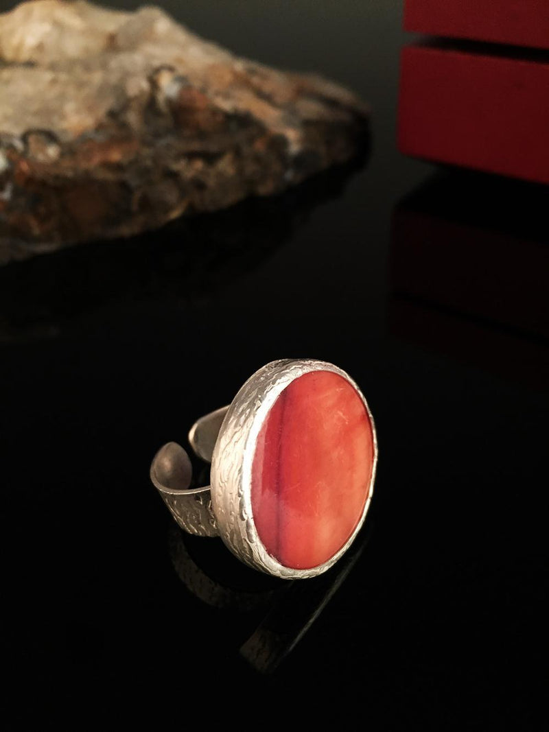 Dr Stone Naturstein-Frauen-Perlen-Stein-versilberter Ring KRB15