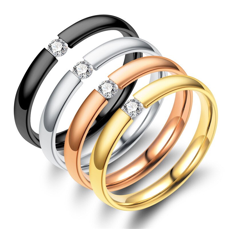 Neuer diamantbesetzter Ring Öffnungsclip Diamant Paar Ring Endstück Ring Edelstahl Ring Anillos Mujer Großhandel Gothic