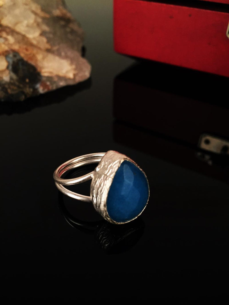 Dr Stone Natural Stone Women Ceyt Stone Silver Plated Ring KRB136