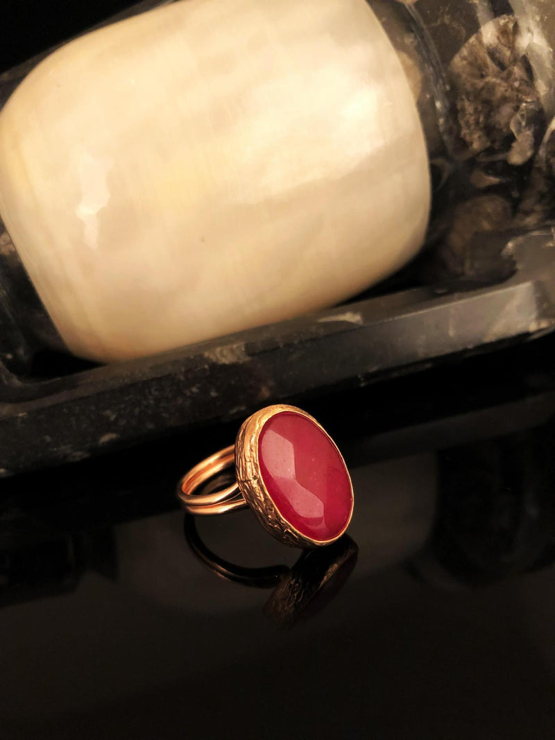 Dr Stone Natural Stone Women 'S Cat 'S Eye Stone Rose Gold Plated Ring KRB340
