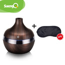 Humidificador de aire eléctrico saengQ, difusor de aceites aromáticos esenciales, humidificador ultrasónico de grano de madera, Mini generador de niebla USB, luz LED