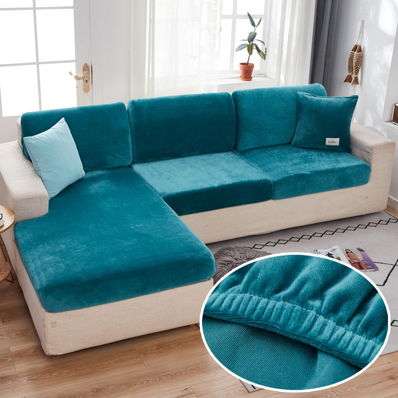 Samt-Sofa-Sitzbezüge für Wohnzimmer, Plüsch-Kissenbezug, dicker Jacquard, solide, weiche Stretch-Couch-Schonbezug, Möbelschutz