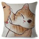 Pillows Cover Funny Love Kiss Cute Cat Cases for Sofa Home Car Cushion Cover Pillow Covers Decor Cartoon Sofa Pillowcase 45x45cm