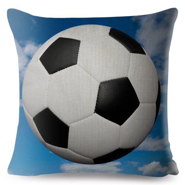 45 * 45 cm Kissenbezug Cartoon Football Print Quadratischer Kissenbezug Leinen Kissenbezüge Sofa Home Decor Kissenbezüge