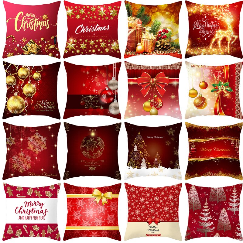 Funda de almohada Funda de cojín de Navidad Sofá decorativo Funda de almohada Asiento Coche Tiro Decoración de Navidad Almohadas Decoración Decoración para el hogar