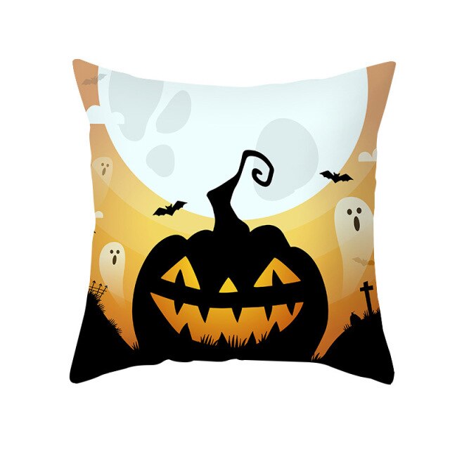 Funda de almohada de calabaza Fantasma de murciélago Horror Fiesta de Halloween Funda de almohada 45 * 45 Decoración para el hogar Funda de cojín cuadrada oscura Cojines para el hogar