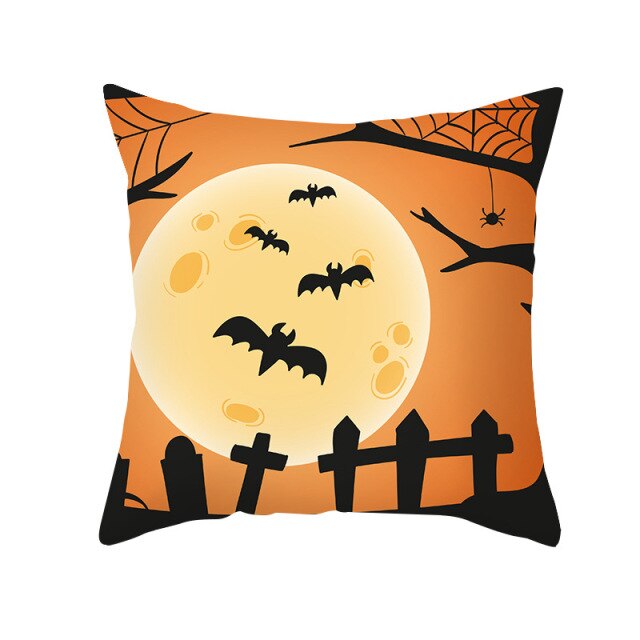 Funda de almohada de calabaza Fantasma de murciélago Horror Fiesta de Halloween Funda de almohada 45 * 45 Decoración para el hogar Funda de cojín cuadrada oscura Cojines para el hogar
