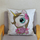Unicorn Print Super Soft Short Plush Cushion Cover Cute Cartoon Pillow Covers 45X45 Square Pillows Cases Home Decor Pillowcase