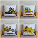 Funda de cojín con estampado de patrón de coche excavadora Bulldozer, fundas de almohada de felpa cortas, funda de almohada para decoración del hogar, funda de almohada de 45*45cm