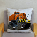 Funda de cojín con estampado de patrón de coche excavadora Bulldozer, fundas de almohada de felpa cortas, funda de almohada para decoración del hogar, funda de almohada de 45*45cm