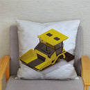 Funda de cojín con estampado de patrón de coche excavadora Bulldozer, fundas de almohada de felpa cortas, funda de almohada para decoración del hogar, funda de almohada de 45*45cm