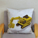Funda de cojín con estampado de patrón de coche excavadora Bulldozer, fundas de almohada de felpa cortas, funda de almohada para decoración del hogar, funda de almohada de 45*45cm