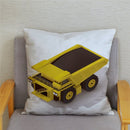 Funda de cojín con estampado de patrón de coche excavadora Bulldozer, fundas de almohada de felpa cortas, funda de almohada para decoración del hogar, funda de almohada de 45*45cm