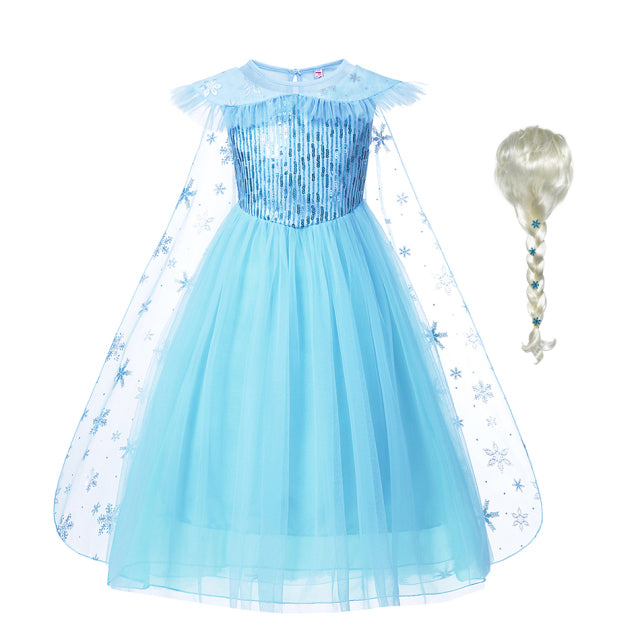 Frozen Mädchen Elsa Cosplay Kleid Kostüm Mädchen Schneekönigin Halloween Geburtstagsfeier Kinder Prinzessin Kleidung Umhang Disney