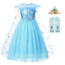 Frozen Girls Elsa Cosplay vestido disfraz niña Snow Queen Halloween fiesta de cumpleaños niños princesa ropa capa Disney