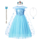 Frozen Girls Elsa Cosplay vestido disfraz niña Snow Queen Halloween fiesta de cumpleaños niños princesa ropa capa Disney