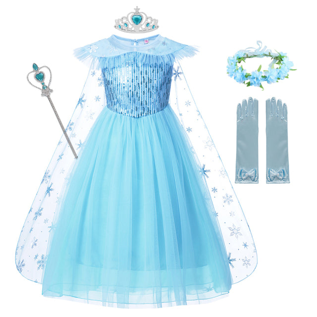 Frozen Girls Elsa Cosplay vestido disfraz niña Snow Queen Halloween fiesta de cumpleaños niños princesa ropa capa Disney