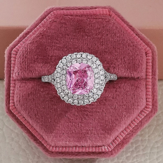 2021 nueva moda de lujo 925 plata esterlina rosa compromiso boda banda eternidad anillo para mujeres regalo de Navidad amor joyería Z2