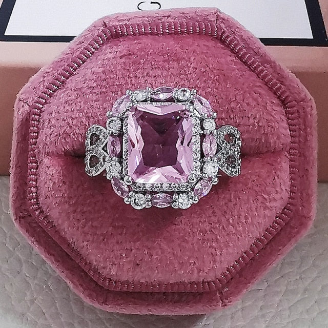 2021 neue Luxus Mode 925 Sterling Silber Rosa Engagement Ehering Ewigkeit Ring für Frauen Weihnachtsgeschenk Liebe Schmuck Z2