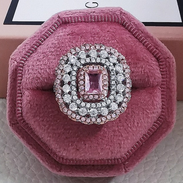 2021 neue Luxus Mode 925 Sterling Silber Rosa Engagement Ehering Ewigkeit Ring für Frauen Weihnachtsgeschenk Liebe Schmuck Z2