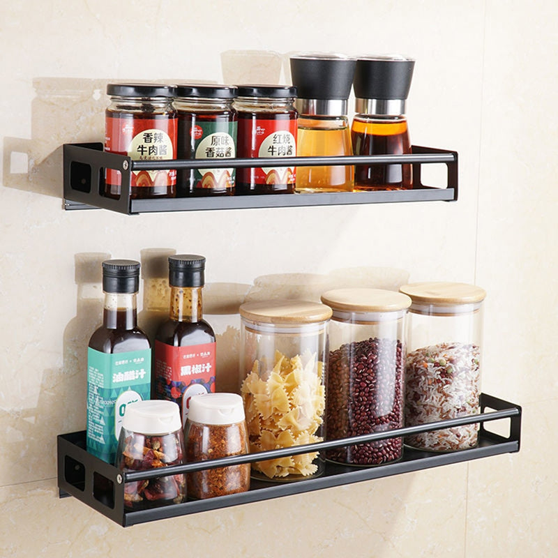 Modern Nordic Style Kitchen Organizer Wall Mount Bracket Storage Rack Spice Jar Rack Cabinet Shelf Supplies Bathroom Rack