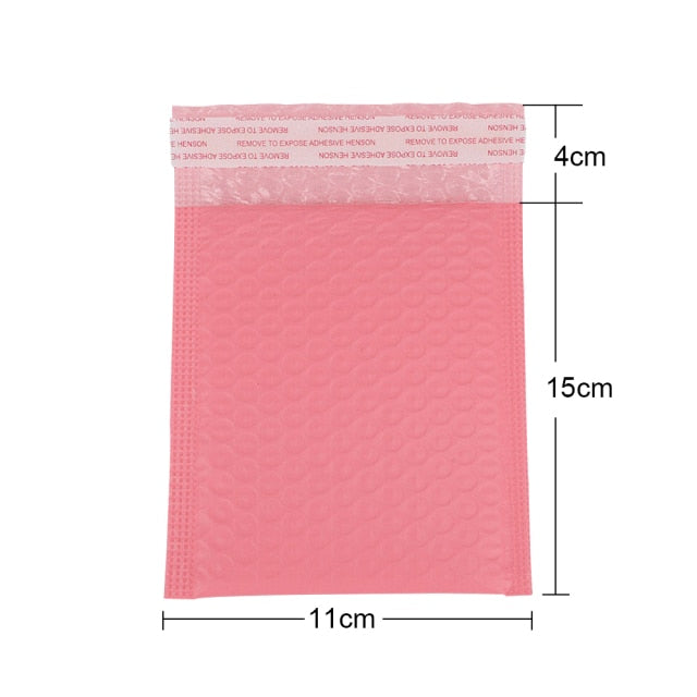 50 unids/lote de bolsas de sobres de espuma rosa, sobres de envío acolchados con sello automático, con bolsa de correo de burbujas, bolsa de paquetes de regalo
