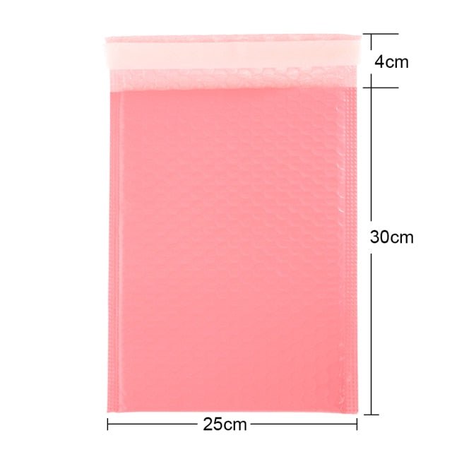50 unids/lote de bolsas de sobres de espuma rosa, sobres de envío acolchados con sello automático, con bolsa de correo de burbujas, bolsa de paquetes de regalo