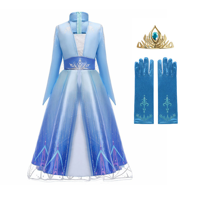 Vestido de niñas congeladas Elsa 2, disfraz de Cosplay para niños, Vestidos de princesa para niños, Vestidos Infantiles de Reina de la nieve de Disney