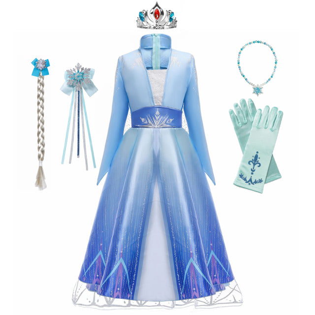 Vestido de niñas congeladas Elsa 2, disfraz de Cosplay para niños, Vestidos de princesa para niños, Vestidos Infantiles de Reina de la nieve de Disney