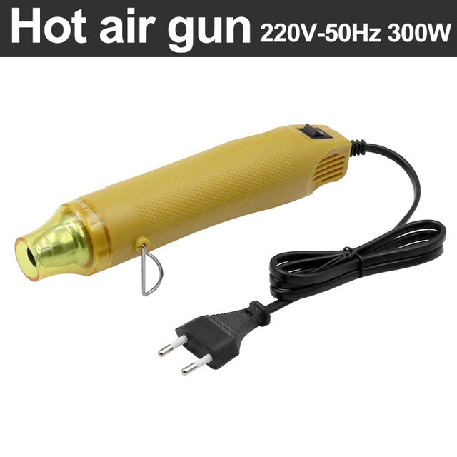 220V DIY usando pistola de calor herramienta eléctrica aire caliente 300W pistola de temperatura con asiento de soporte retráctil herramienta de plástico DIY color