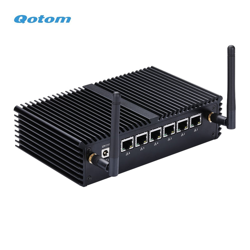 DIY Home Office Factory Router Firewall mit 24/7 Qotom Mini PC 6 LAN Celeron 3855U/ 3965U Prozessor Onboard