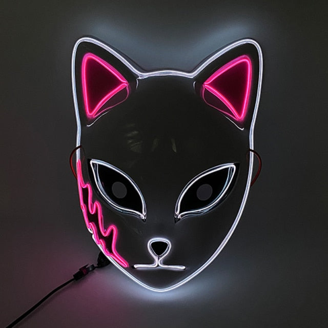 Glowing Neon EL Party Mask Halloween LED Mask Scary Cosplay Party Mask Light Up Masque Masquerad Mask Glow In The Dark