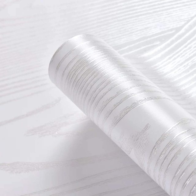 Papel pintado de vinilo de papel de madera blanco y plateado BoCun, papel autoadhesivo para gabinete decorativo, pegatinas de papel para muebles